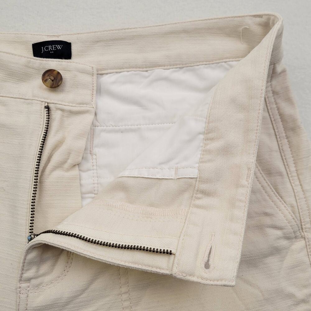 J Crew Pants Women's 12 Beige High Rise Cropped 100% Cotton Casual Comfort Soft - Picture 5 of 9